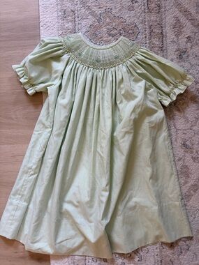 Vintage Hand-Smocked Green Gingham Dress - 5